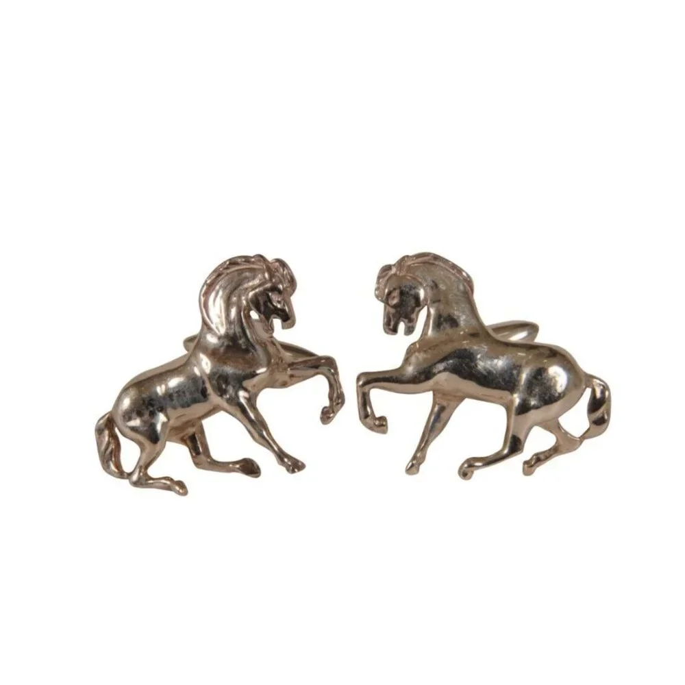Zaunick Mens Wild Horses Cufflinks .925 Sterling Silver Long Sleeve Dress Shirt